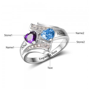 Birthstone ring, Sterling Silver Personalized Engravable Ring JEWJORI102500